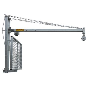 Kraftig kran utan vinsch till timmervagn och vedboggie